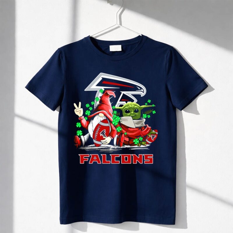 Leprechauns Gnomes Baby Yoda Hug Atlanta Falcons Shamrock Football 1 T Shirt