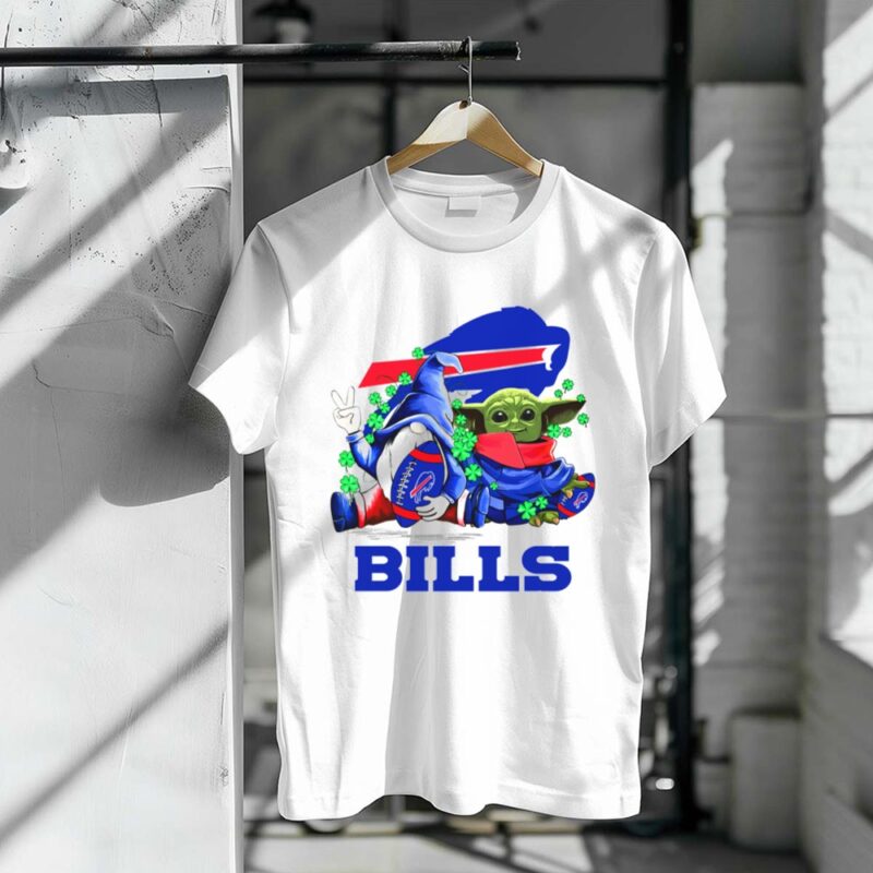 Leprechauns Gnomes Baby Yoda Hug Buffalo Bills Football Team Logo Shamrocks 1 T Shirt