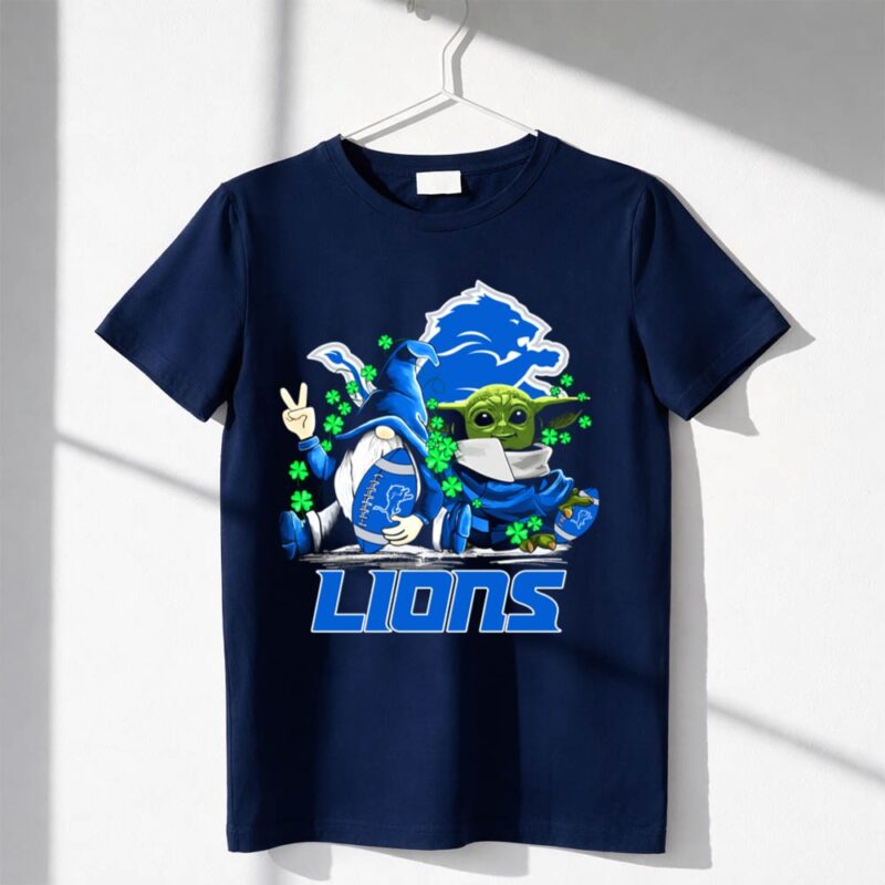 Leprechauns Gnomes Baby Yoda Lions Football Detroit Clover Hug 1 T Shirt