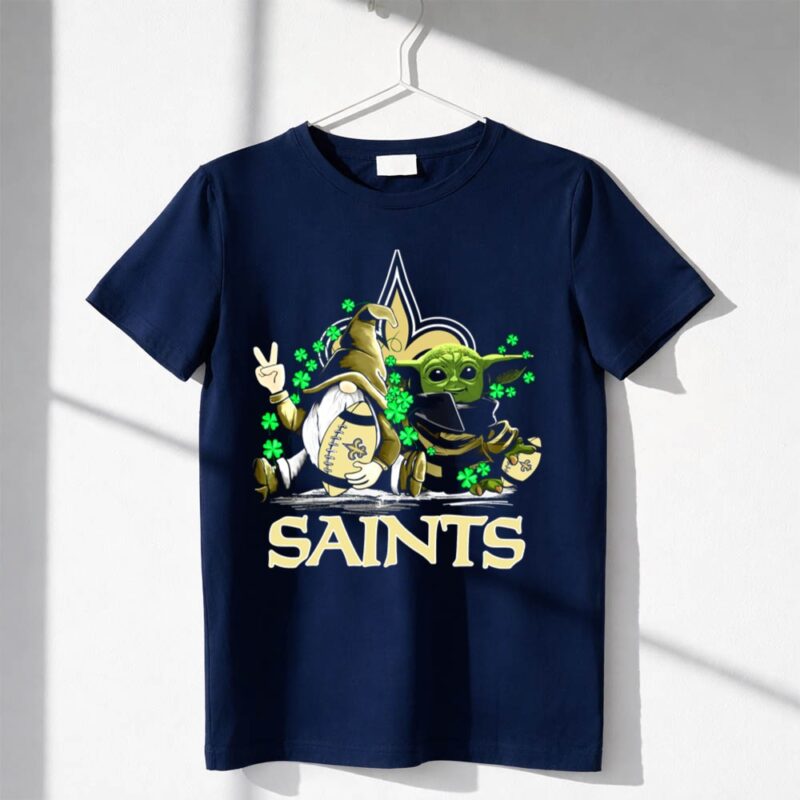 Leprechauns Gnomes Baby Yoda New Orleans Saints Football Shamrocks 1 T Shirt