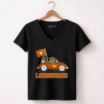 Longhorns Darth Vader Baby Yoda Driving 5 Womens V Neck 1.jpg