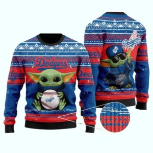 Los Angeles Dodgers Baby Yoda Christmas Ugly Sweater 1.jpg