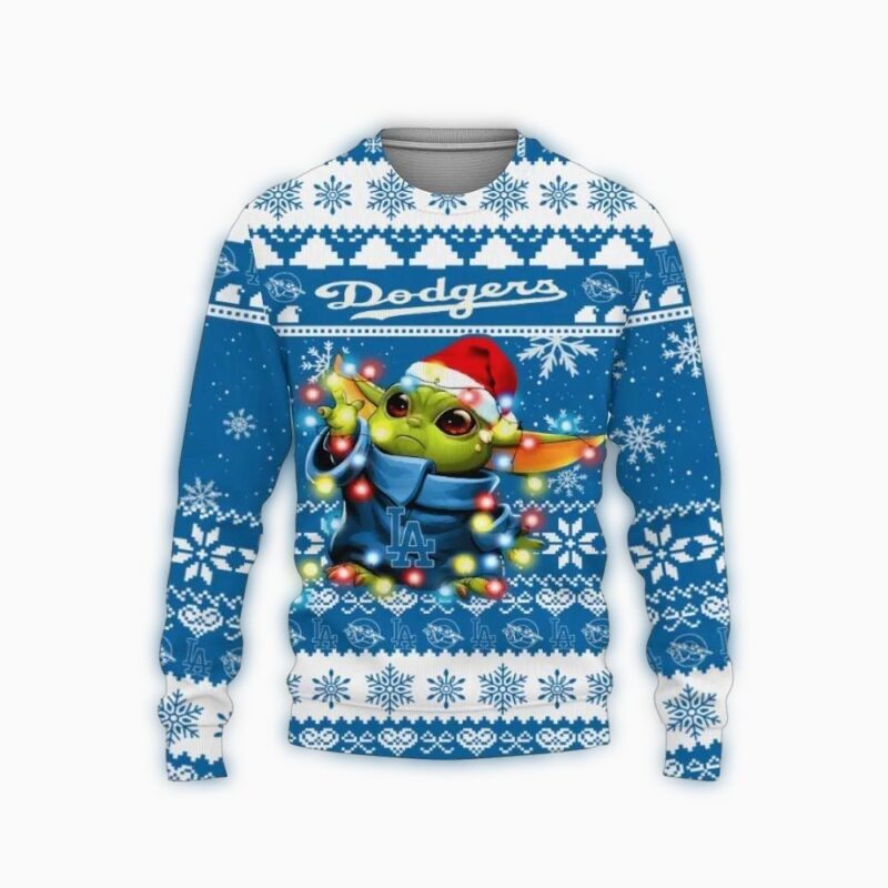 Los Angeles Dodgers Baby Yoda Star Wars Ugly Christmas Sweater 1.jpg