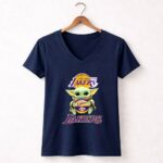 Los Angeles Lakers Baby Yoda Basketball Fan 9 Womens V Neck.jpg