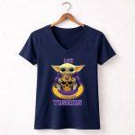 Lsu Tigers Baby Yoda Hug Skull 9 Womens V Neck.jpg