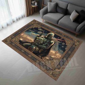 Mandalorian Hug Baby Yoda Star Wars Rectangle Rug 1.jpg
