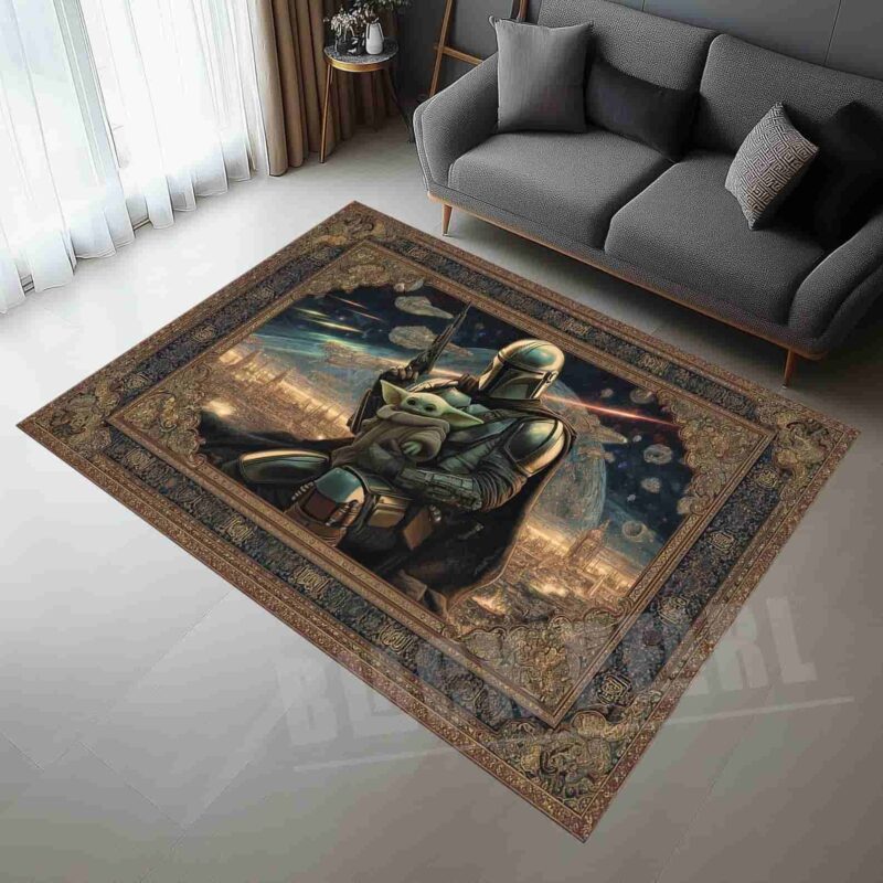 Mandalorian Hug Baby Yoda Star Wars Rectangle Rug 1.jpg