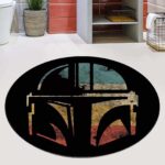 Mandalorian Warrior Helmet Vintage Round Rug 2.jpg