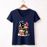 Mashup-Baby-Yoda-And-Groot-Santa-Christmas-Houston-Texans-9-Womens-V-Neck