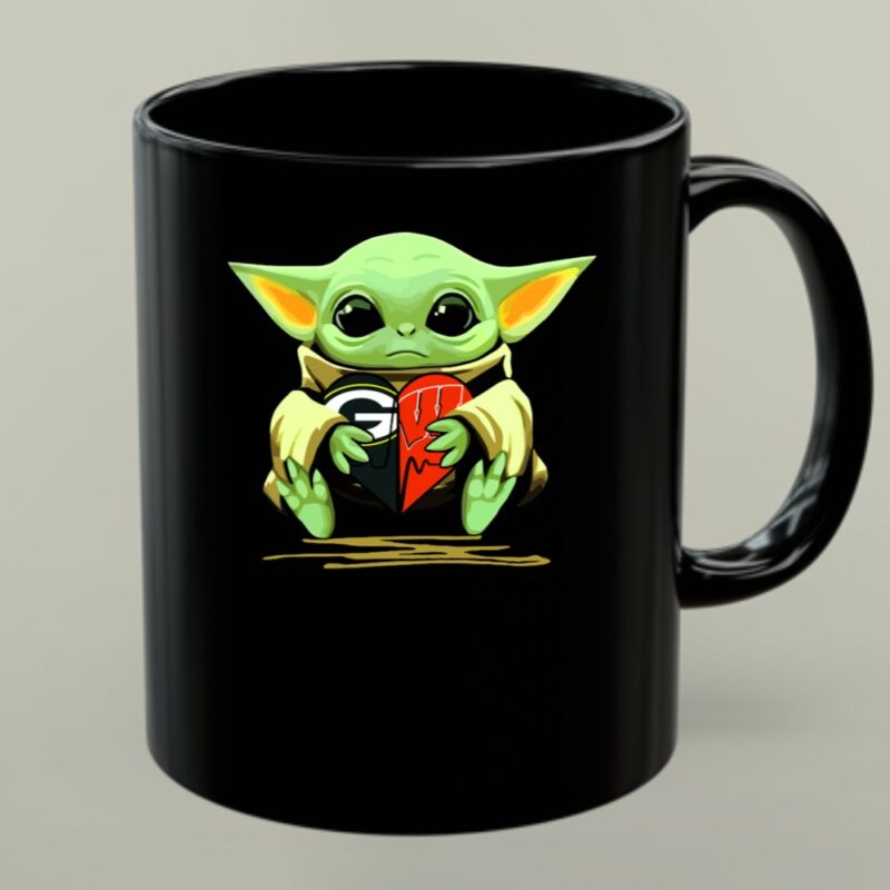 Mashup Baby Yoda Heart Green Bay Packers Wisconsin Badgers 1 mug.jpg