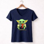 Mashup-Baby-Yoda-Heart-Green-Bay-Packers-Wisconsin-Badgers-9-Womens-V-Neck