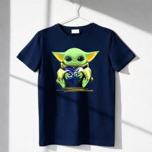 Mashup Baby Yoda Holding Eagles Lions Heart Shirt