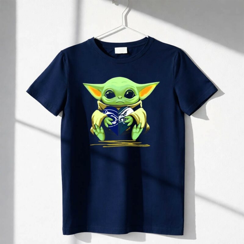 Mashup Baby Yoda Holding Eagles Lions Heart 1 T Shirt