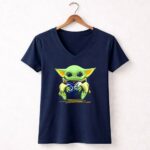 Mashup-Baby-Yoda-Holding-Eagles-Lions-Heart-9-Womens-V-Neck