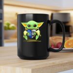 Mashup Baby Yoda Holding Heart With Raiders Dodgers Logos 2 mug.jpg