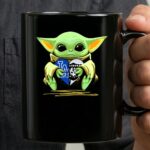 Mashup Baby Yoda Holding Heart With Raiders Dodgers Logos 3 mug.jpg