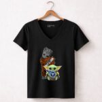 Mashup Groot HD and Baby Yoda Tennessee Titans 5 Womens V Neck.jpg