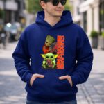 Mashup Groot and Baby Yoda Holding Football Cleveland Browns 2 Hoodie.jpg