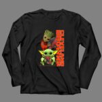Mashup Groot and Baby Yoda Holding Football Cleveland Browns 4 Long Sleeves.jpg
