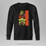 Mashup Groot and Baby Yoda Holding Football Cleveland Browns 8 Sweatshirt.jpg