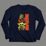 Mashup Groot and Baby Yoda Holding Football Cleveland Browns 9 Long Sleeves.jpg