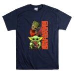 Mashup Groot and Baby Yoda Holding Football Cleveland Browns 9 T Shirt.jpg
