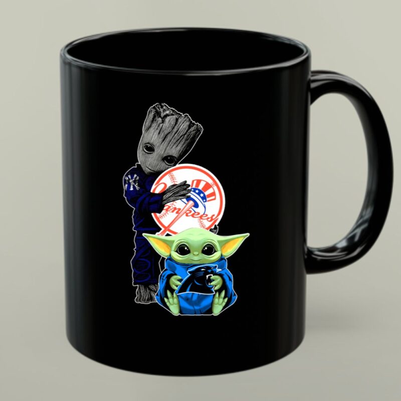 Mashup New York Yankees Groot And Panthers Baby Yoda 1 mug.jpg