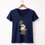Mashup Yankees Groot Braves Baby Yoda 9 Womens V Neck.jpg