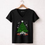 May The Force Be With You Christmas Tree Baby Yoda Ornaments Stars and X Wing 5 Womens V Neck.jpg