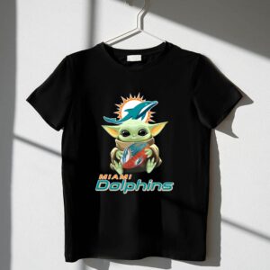 Miami Dolphins Baby Yoda Holding Football With Team 1 T Shirt.jpg