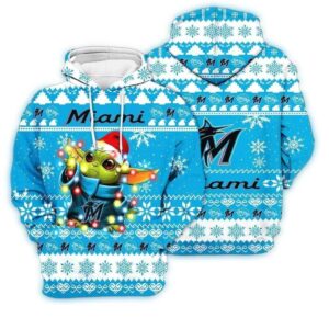 Miami Marlins Baby Yoda Star Wars Sports Football American Christmas 3D Hoodie 1.jpg