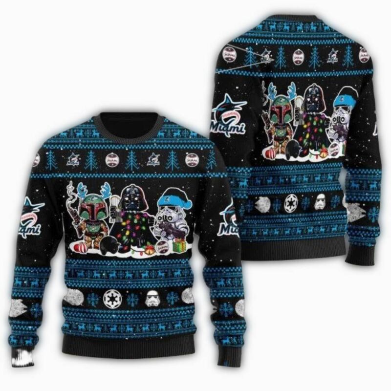 Miami Marlins Star Wars Bounty Hunters Ugly Christmas Sweater 1.jpg