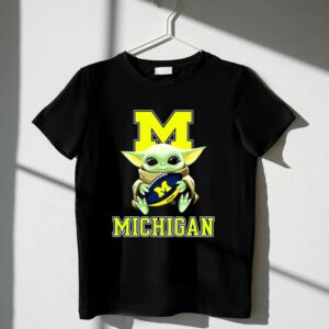 Michigan Wolverines Baby Yoda Football Fan Character M 1 T Shirt 2.jpg
