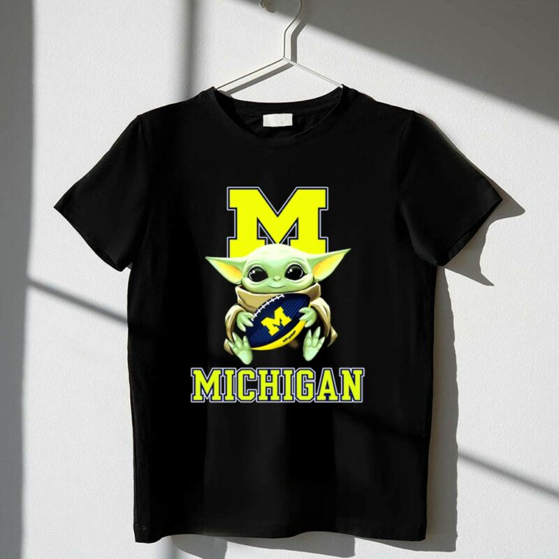Michigan Wolverines Baby Yoda Football Fan Character M 1 T Shirt 2.jpg