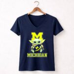 Michigan Wolverines Baby Yoda Football Fan Character M 9 Womens V Neck 2.jpg