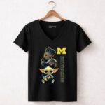 Michigan Wolverines Groot And Baby Yoda Football 5 Womens V Neck 2.jpg