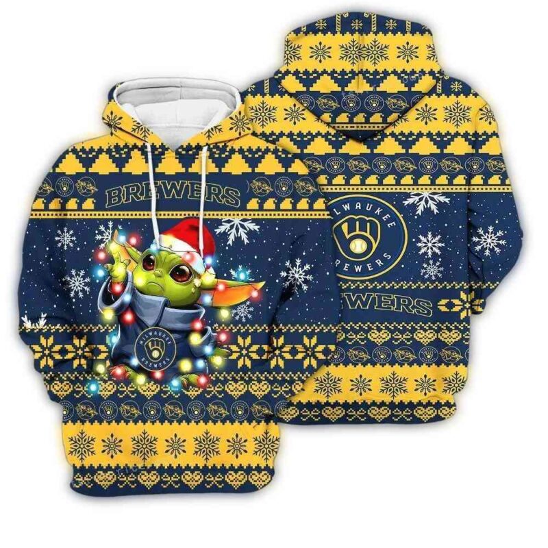 Milwaukee Brewers Baby Yoda Star Wars Sports Football American Christmas 3D Hoodie 1.jpg