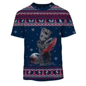 New England Patriots Baby Groot Ugly Christmas All Over Print T Shirt 1.jpg