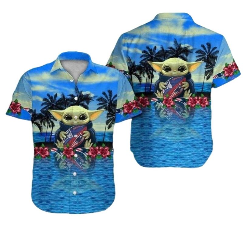New England Patriots Baby Yoda Graphic Tropical Hawaiian Shirt 1.jpg