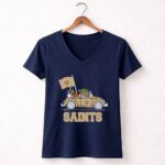 New Orleans Saints Darth Vader Baby Yoda Car Star Wars Driving 9 Womens V Neck.jpg
