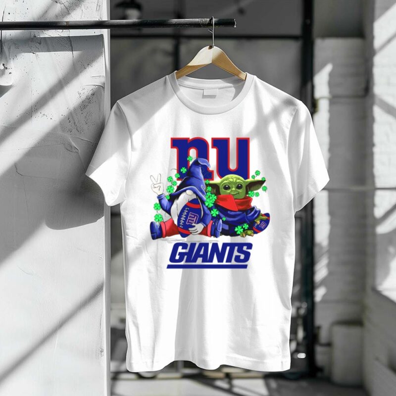 New York Giants Leprechauns Gnomes Baby Yoda Football Clover 1 T Shirt