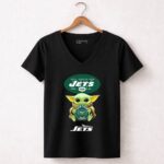 New York Jets Baby Yoda Hug Jets 5 Womens V Neck.jpg