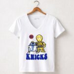 New York Knicks Star Wars R2 D2 C 3PO 5 Womens V Neck.jpg