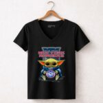 New York Rangers Baby Yoda Holding Hockey Puck 5 Womens V Neck.jpg