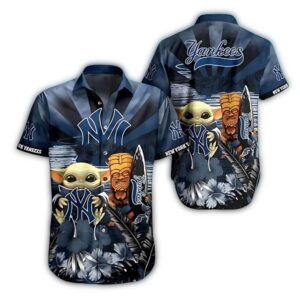 New York Yankees Tiki and Yoda Floral Hawaiian Shirt 1.jpg