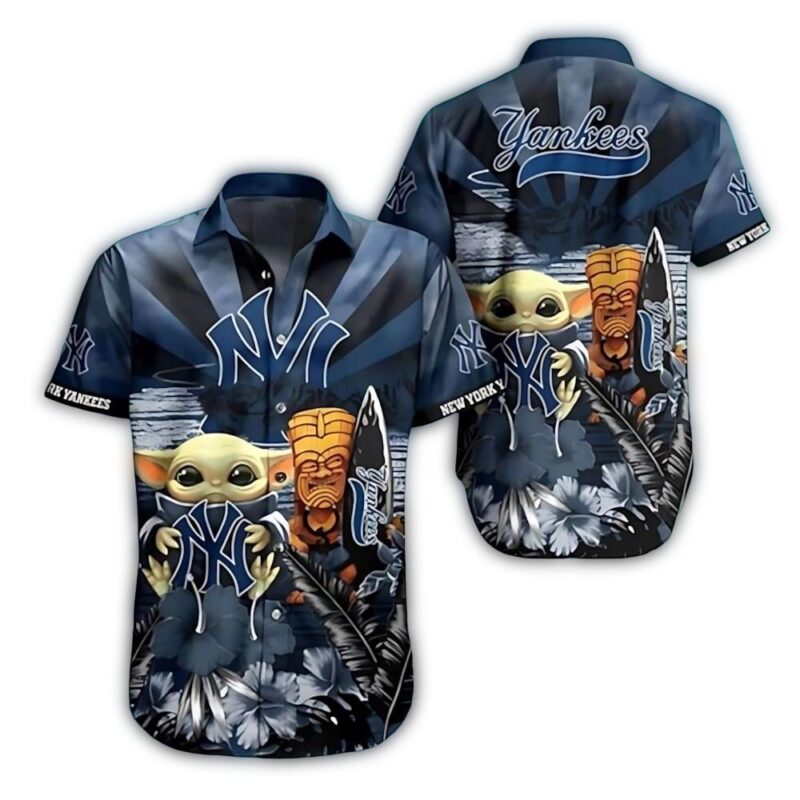 New York Yankees Tiki and Yoda Floral Hawaiian Shirt 1.jpg