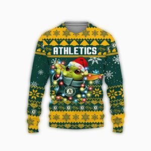 Oakland Athletics Baby Yoda Star Wars Ugly Christmas Sweater 1.jpg