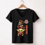 Ohio State Buckeyes Baby Groot And Baby Yoda Football 5 Womens V Neck.jpg