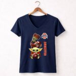 Ohio State Buckeyes Baby Groot And Baby Yoda Football 9 Womens V Neck.jpg