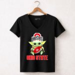 Ohio State Buckeyes Baby Yoda Football Fan 5 Womens V Neck.jpg